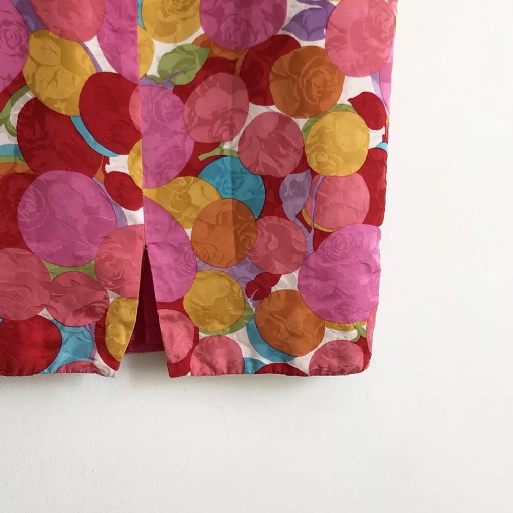 vintage pink red floral polkadot silk dress S - Picture 4 of 4